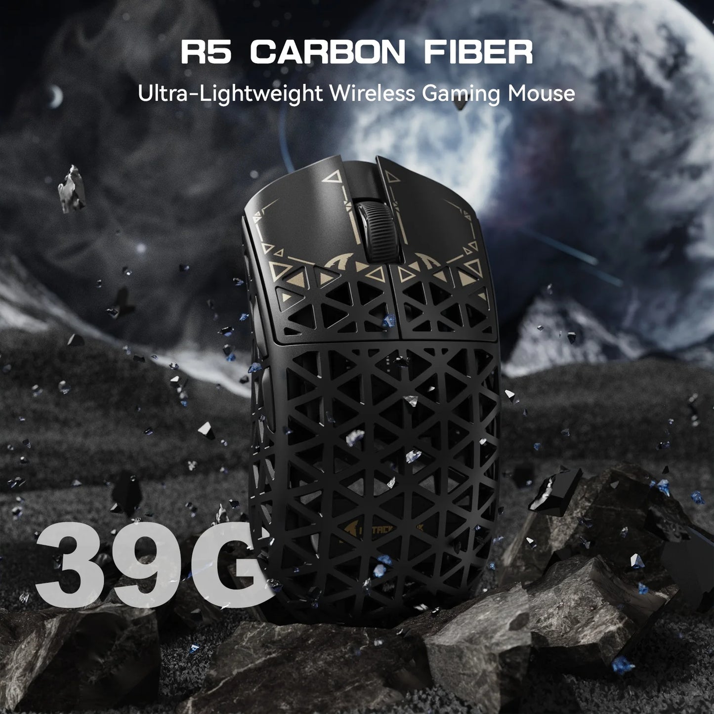 ATTACK SHARK R5 Ultra 8K Carbon Fiber Wireless Gaming Mouse with 42000 DPI-PAW3950 MAX Sensor -39g Ultra-Lightweight for Win/Mac