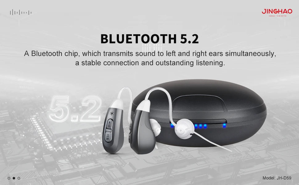 JINGHAO Digital Hearing Aids Rechargeable Invisible BTE Hearing Loss Ear Aids Sound Device for Elderly