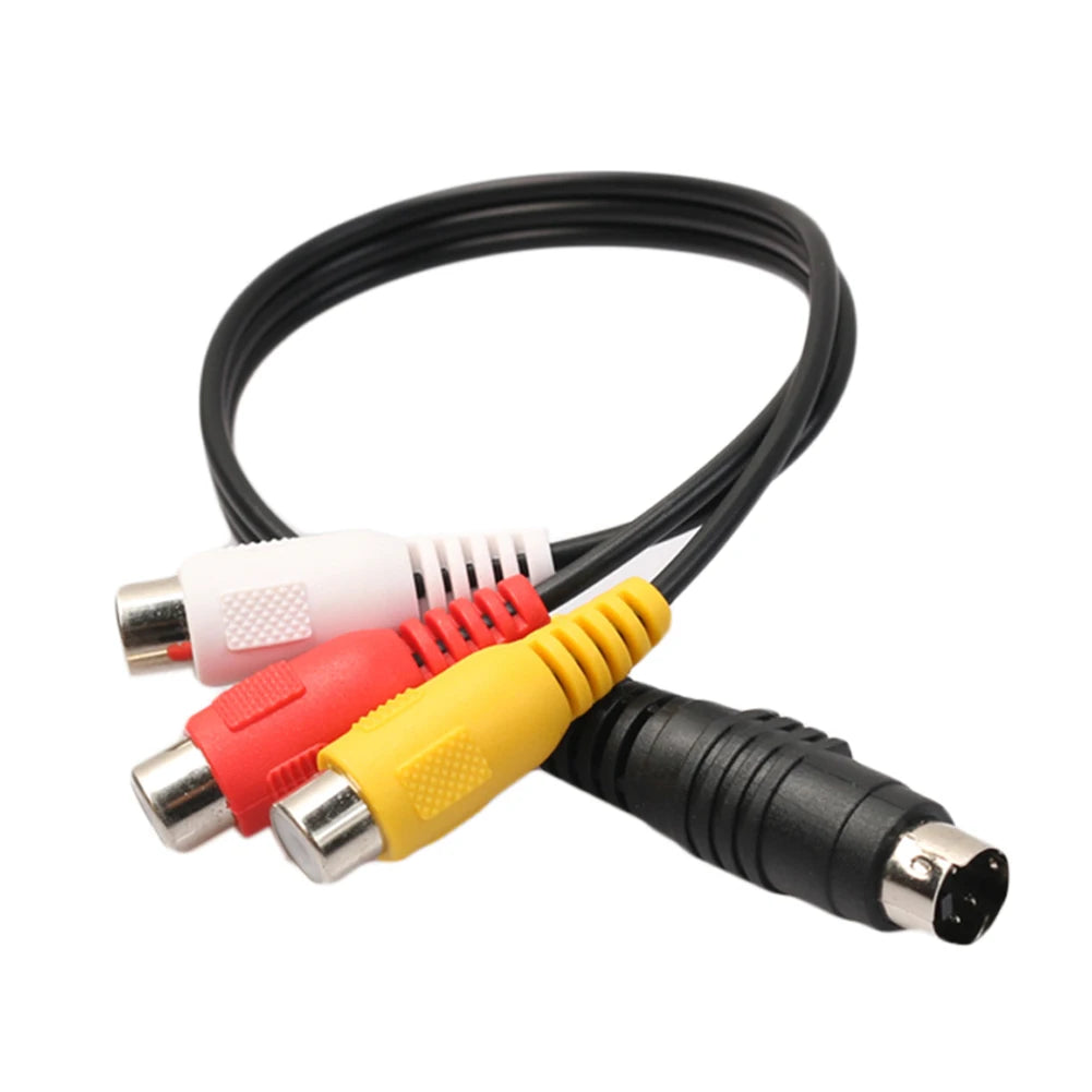 4 Pin S-Video To 3 RCA Adapter Cable Conversion Cord Black Audio Video Composite Extension Cable Copper Core for Computer Laptop