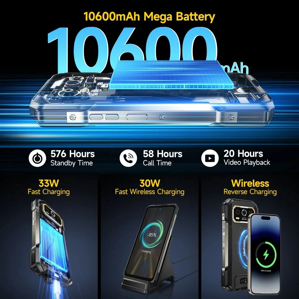 Ulefone Armor 27 Pro 5G Rugged Phone 10600mAh 50MP Camera 64MP Night Smartphone Android 14 Up to 24GB+256GB NFC Waterproof Phone