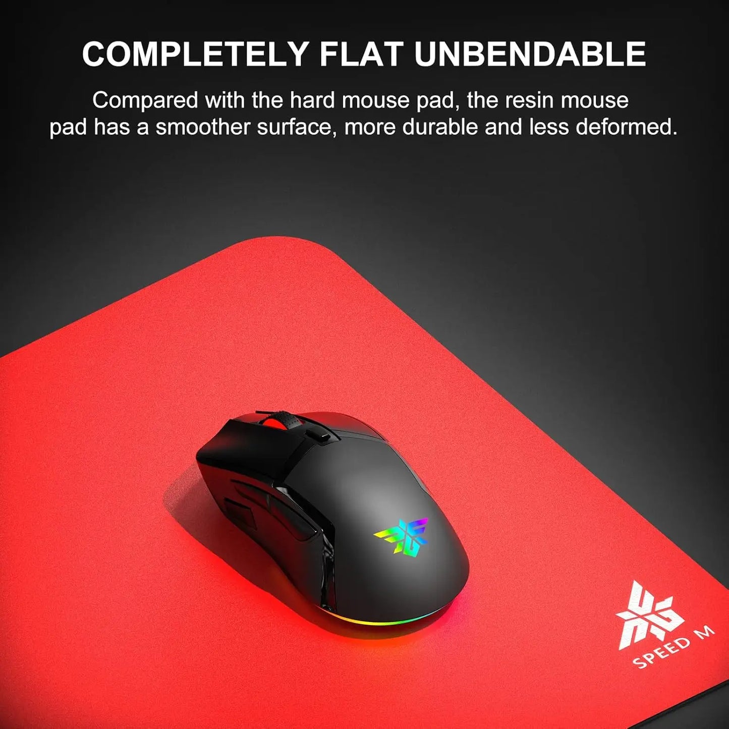 NPET SPEEDM Gaming Mousepad - Resin Surface Hard Gaming Mouse pad,Balanced Control & Speed, for Esports Gamers [Hard/Fast] RED L